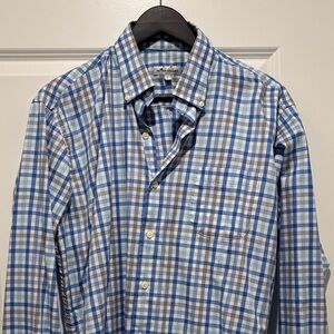 Peter Millar Blue and Gray Checkered Shirt